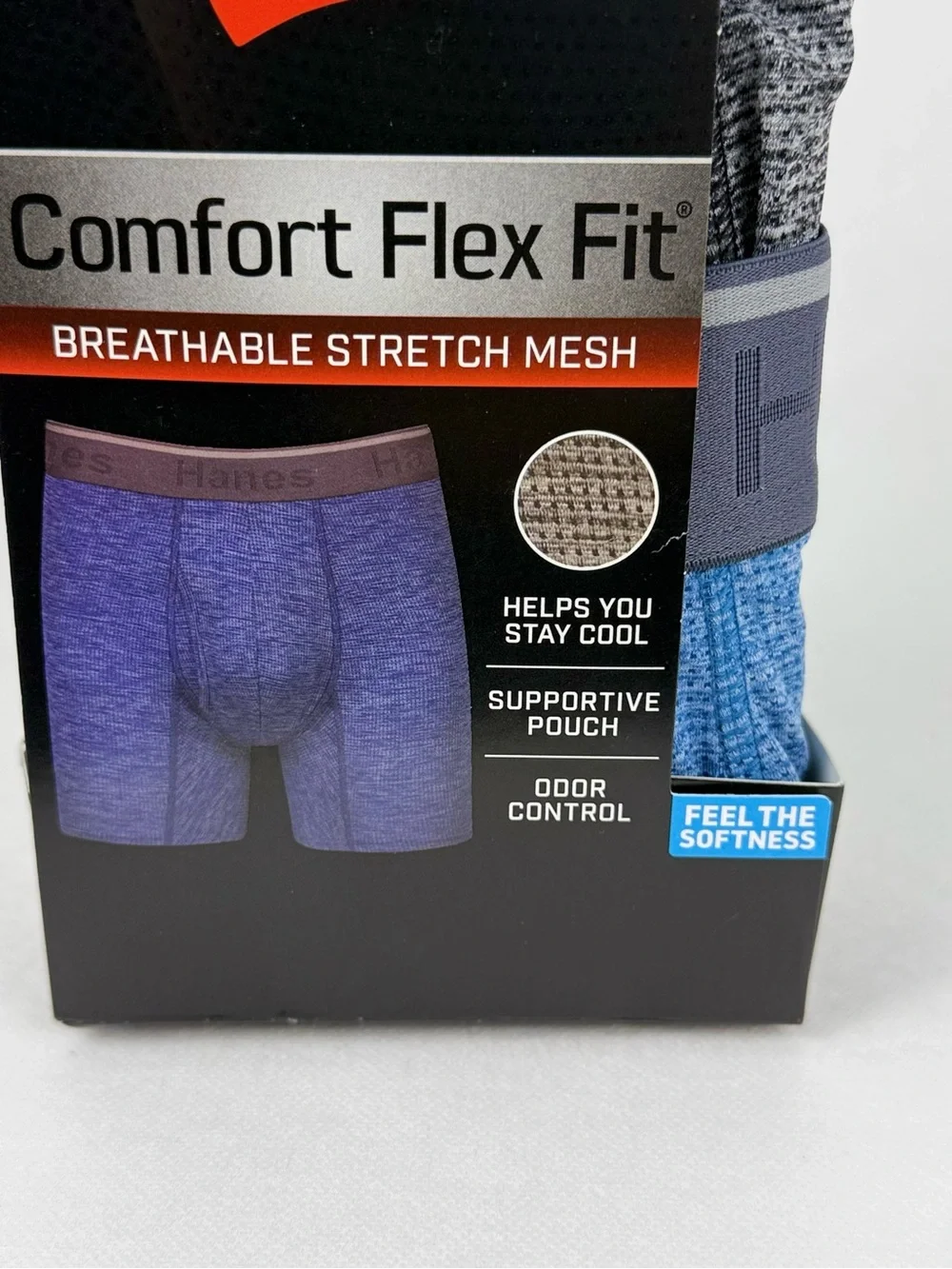 Hanes Comfort Flex Fit Breathable Stretch Mesh Boxer Briefs – Blue (3-Pack)